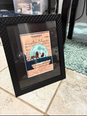Framed Hakuna Matata' Artwork - Black Frame with Blue Moon Accent